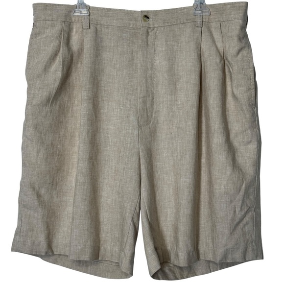 Jos. A. Bank 100% Linen Shorts – Men’s 40 Beige Pleated Summer - Picture 1 of 7